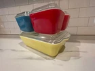 VTG Pyrex Primary Colors 8 Pc Complete Set Refrigerator Dishes With Lids Excelle