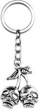 Skull Gifts for Women Cute Silver Skull Cherry Gothic Keychains Halloween Basket