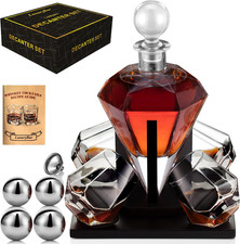 Diamond Whiskey Decanter Set for Men with Chill Ball & Whiskey Tray Decanter