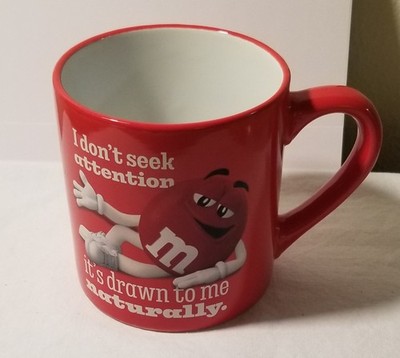 Red M&M's ''I dont seek Attention'' coffee mug