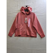 DKNY Sport Faded Rose Ottoman Ribbed Full Zip Hoodie DPMJ9667 Womens Small NWT