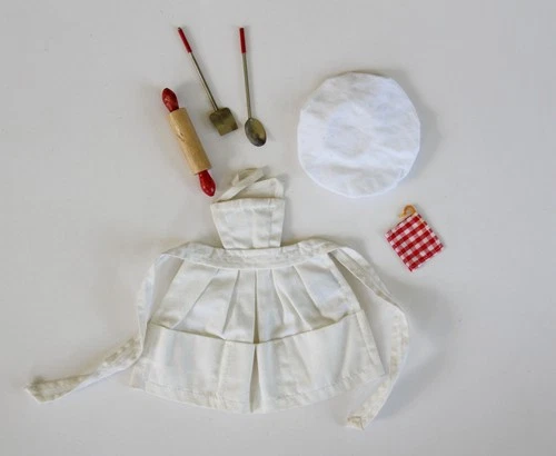 Vintage Barbie Barbie-Q Barbeque Apron Chef Hat Utensils Outfit #962