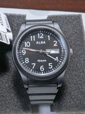 SEIKO ALBA AQPJ414 Quartz Watch Black Dial Black Strap Fashion