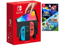 NEW Nintendo Switch OLED 64GB Neon Console + Super Mario Galaxy 1 & 2 ✨Bundle
