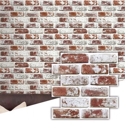 3D Red Brick Wall Panels Self Adhesive: Peel and Stick PVC Tile (10pcs 12x12)