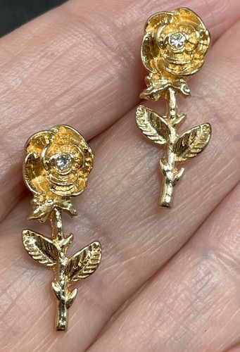2-Piece Long Stem Rose Jewelry Findings - Brass, Oxidized Silver Or Brass Finish