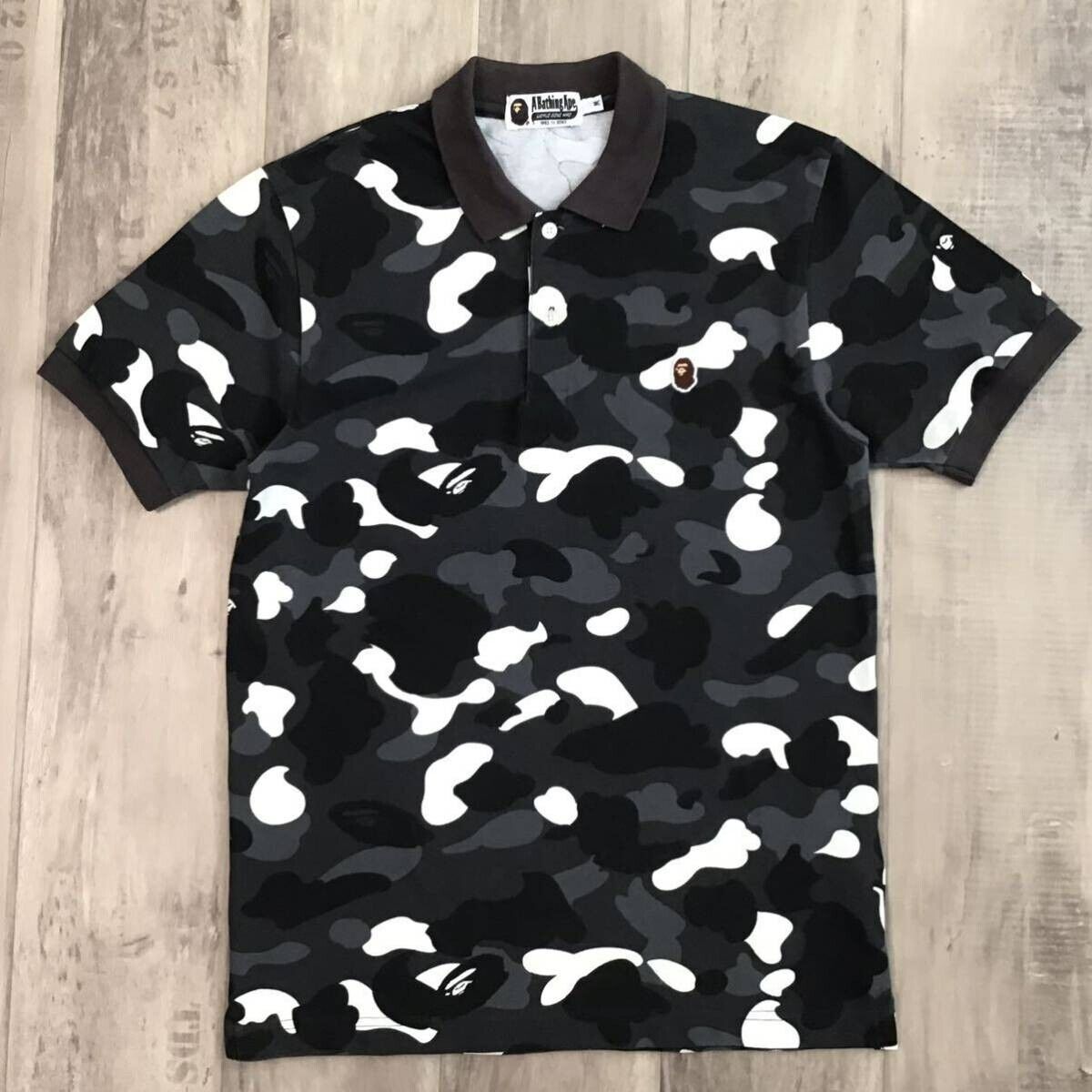 Glow in the dark BAPE City camo polo shirt Black A Bathing Glow in the dark BAPE City camo polo shirt Black A Bathing