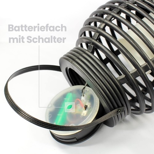 GRUNDIG LED Solar Laterne Polyrattan mit Flackereffekt, Henkel f. Balkon Terasse - Bild 6 von 6