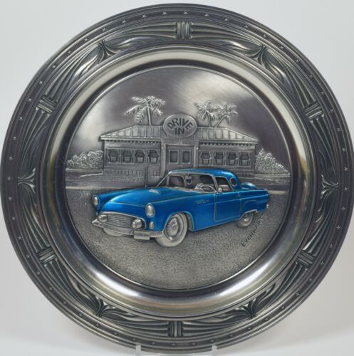 Stunning Bradex America's Classic Cars 1956 Thunderbird Enamelled Pewter Plate - Picture 1 of 5
