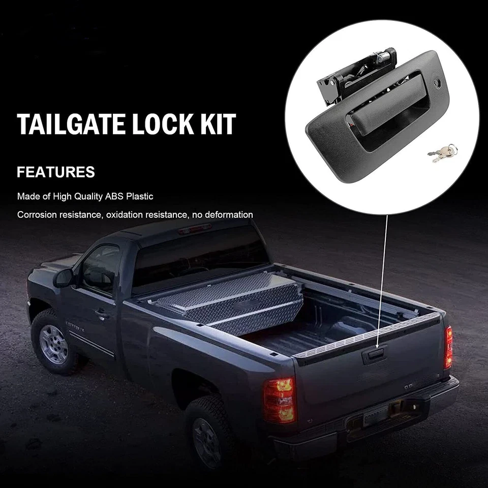 Black Tailgate Lock Kit 22755305 for 2007-2014 Chevrolet Silverado GMC Sierra - Image 4 of 4