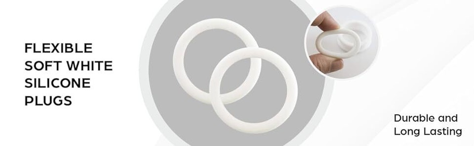 Pair of White Silicone Tunnels Plugs Ear Gauges Double Flared Flexible Ear Skin