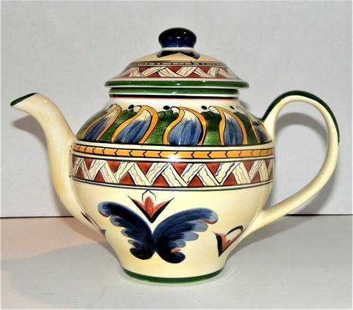 Deruta Tabletops Unlimited Blue Feather/ Leaves Teapot - 第 1/6 張圖片