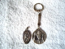 Lot Of 2 Religious Items,1,Saint Christopher Pendant,1,Paulas II Keychain
