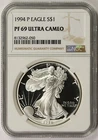 1994-P American Silver Eagle $1 Proof PF 69 Ultra Cameo NGC