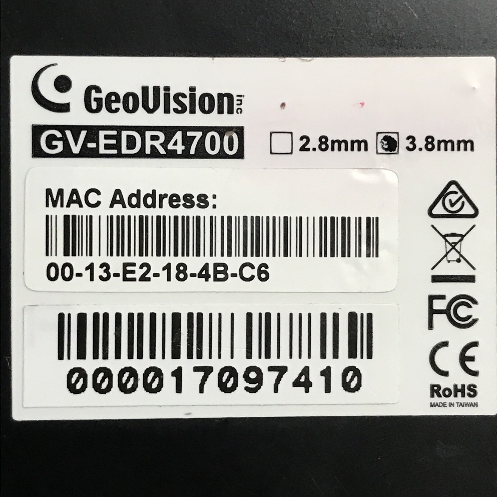 Geovision GV-EDR4700 3.8mm 4MP Dome Camera Outdoor 