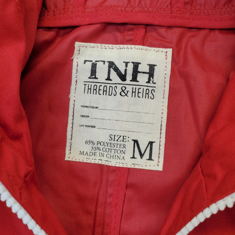 Chaqueta Threads & Heirs Para Hombre Mediana Roja Poliéster Manga Larga Con Capucha Cremallera Completa Foto 3 de 4