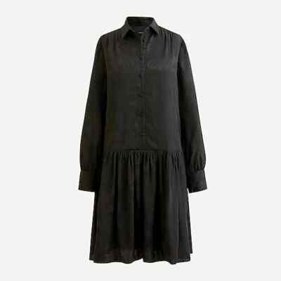 JCREW XS Shirtdress in leafy jacquard BLACK WOMEN E