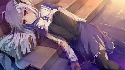 Anime absolute duo sigtuna julie white hair bows Playmat Game Mat Desk