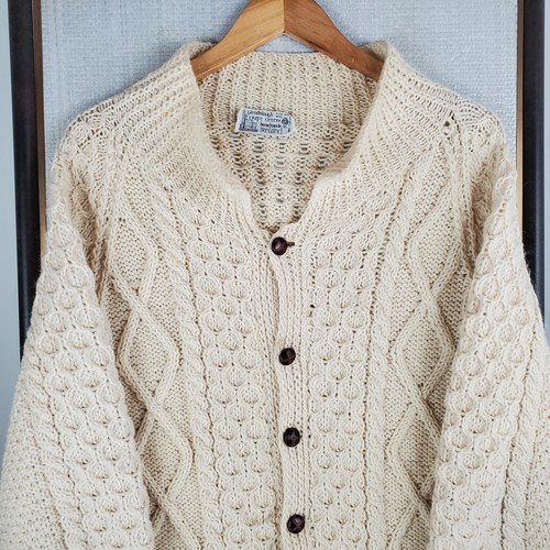 Vintage Glendalough Herren Gr. Medium handgestrickt Irland hergestellt Strickjacke Pullover Fischer - Bild 2 von 13