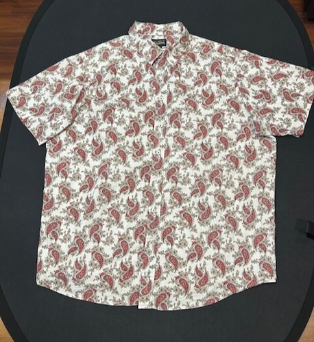 Cremieux Herren Premium geknöpftes Hemd Allover Print weiß/rot Paisley - Größe 3XLT