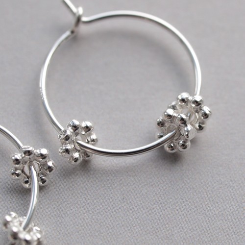 Small Sterling Silver Beaded Bead Hoop Earrings Wire - Tiny Dainty - UK - Picture 2 of 4