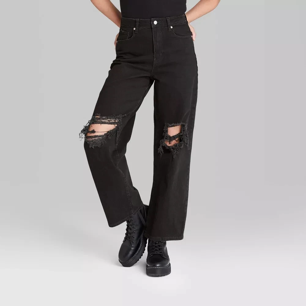 Sosana - High Waist Loose Fit Ripped Jeans