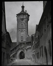 VINTAGE Magic Lantern Slide ROTHENBURG TOWER C1935 PHOTO GERMANY