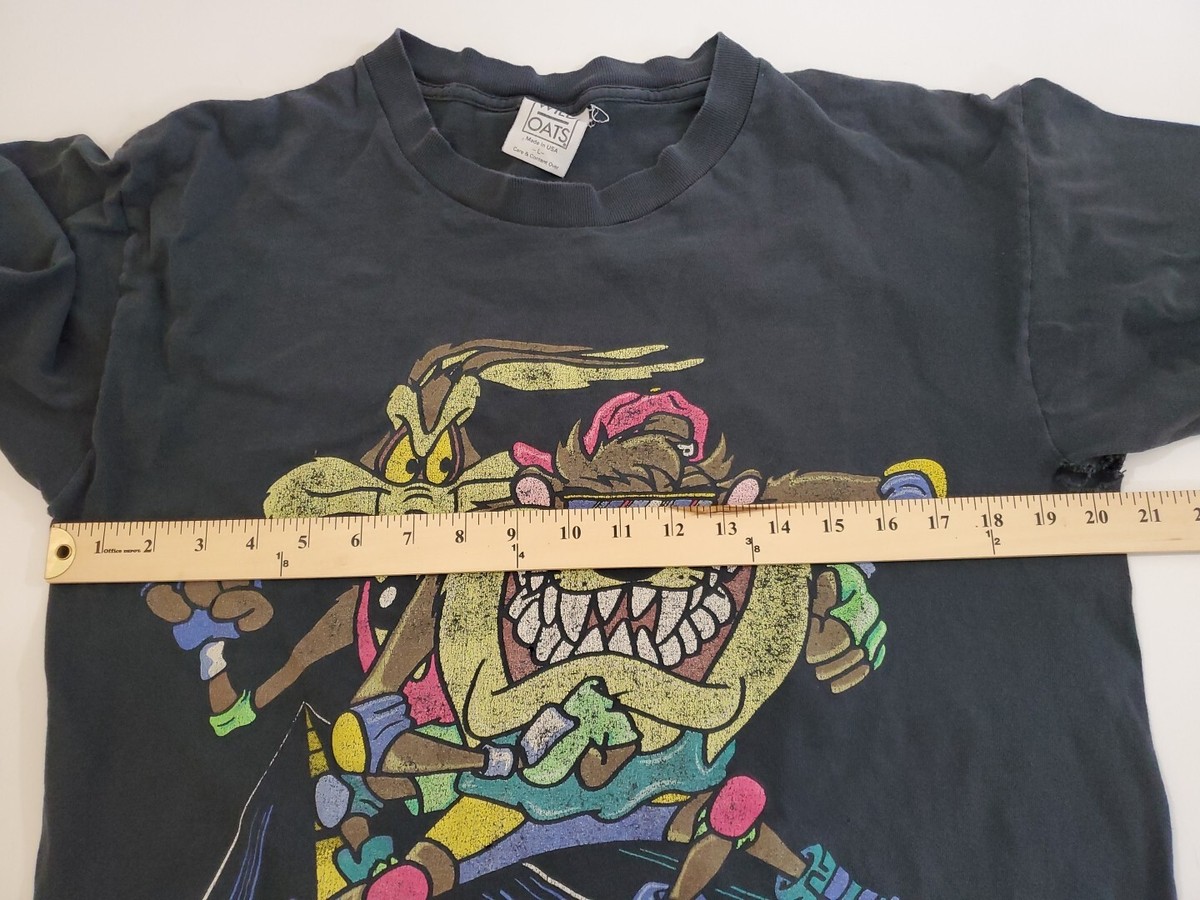 90s wild oats Looney Tunes Tシャツ Vtg 1992 Wild Oats Looney Tunes Daffy Duck Shadow All Over