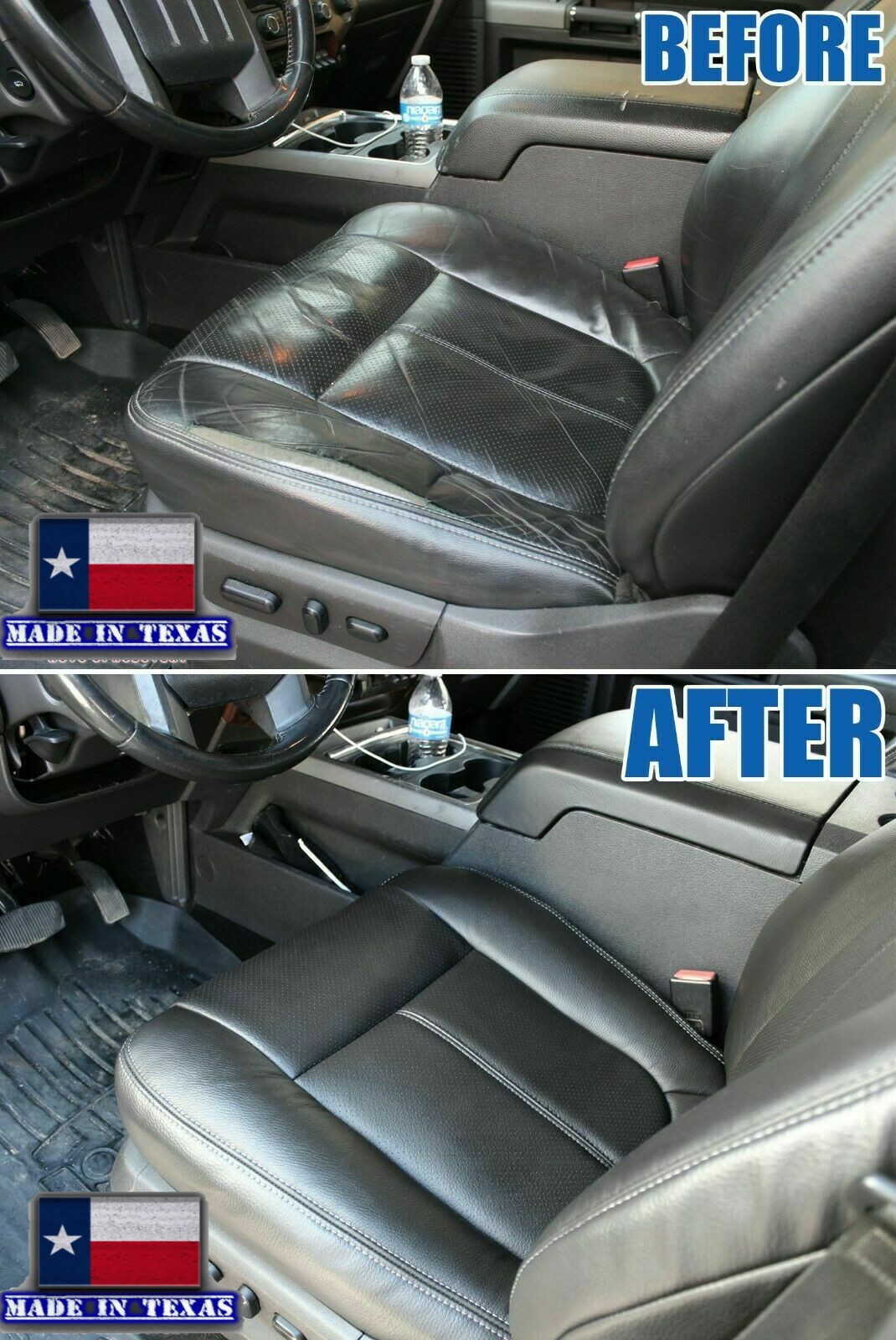 2009-2014 For F150 Lariat Driver Bottom Black LEATHER Replacement Seat Cover