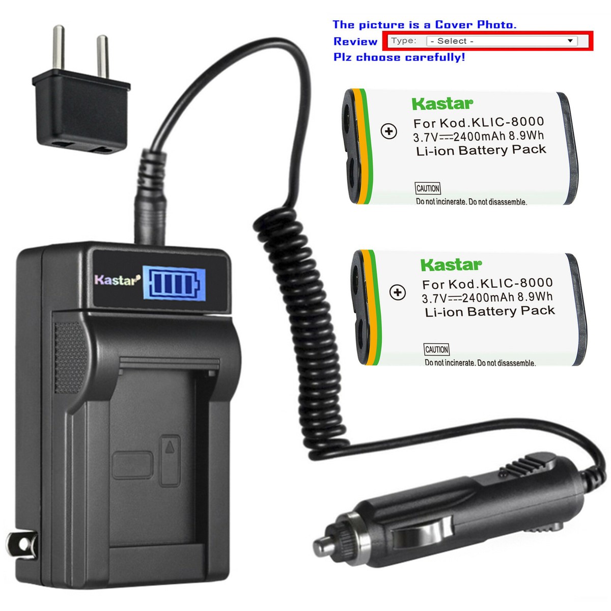 バッテリーチャージャーIDX DBC-440a Kastar Battery LCD AC Charger for Kodak KLIC-8000 K8000 & Kodak