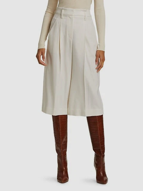 $1895 Brunello Cucinelli Women's White Wool Pleated Bermuda Shorts IT 42 US 6