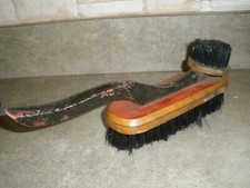 Vintage Wooden Shoe Polish and Shine Brush Red  Black O26 