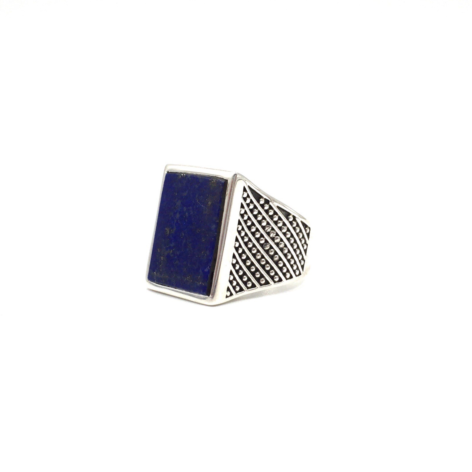 925 Silver Solid Signet Ring Lapis Lazuli Ring Mo… - image 4