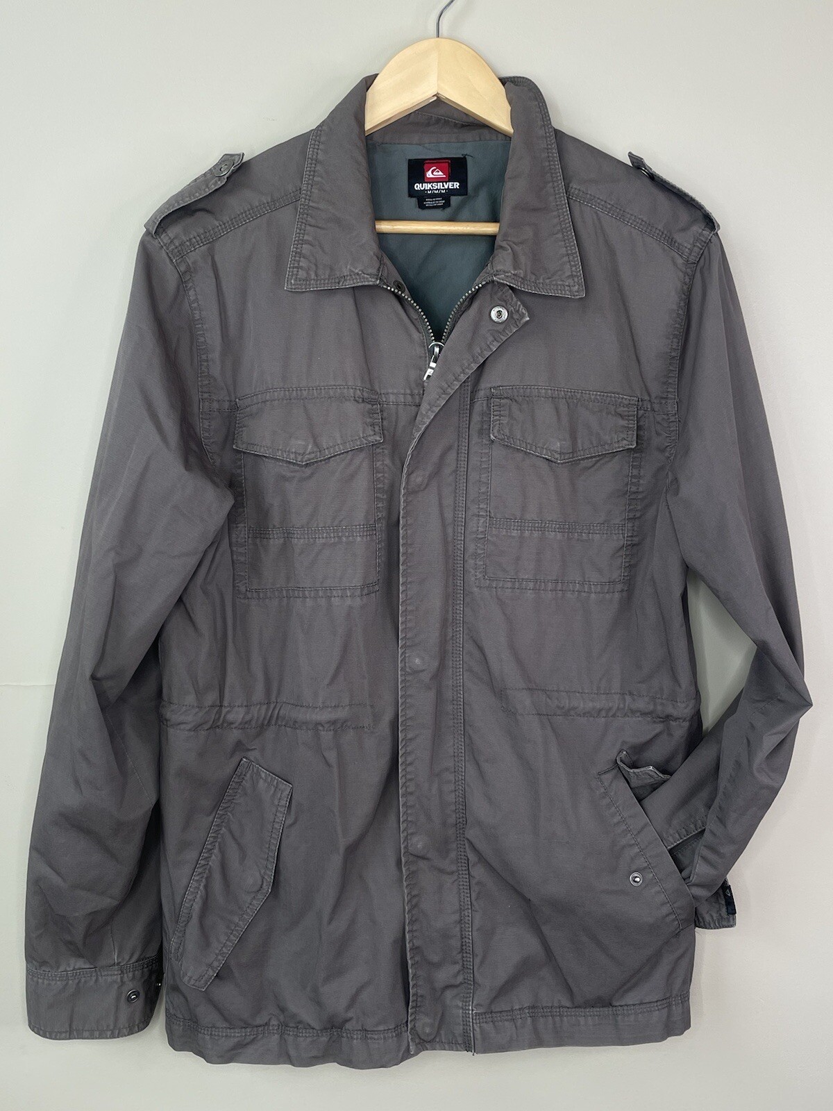 QUICK SILVER Size MEDIUM Field Jacket Gray Full Z… - image 1