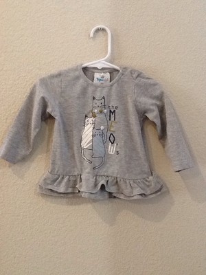TopoMini Baby Girls Top The Meow's Cats Long Sleeve Size 80 18-24 Months
