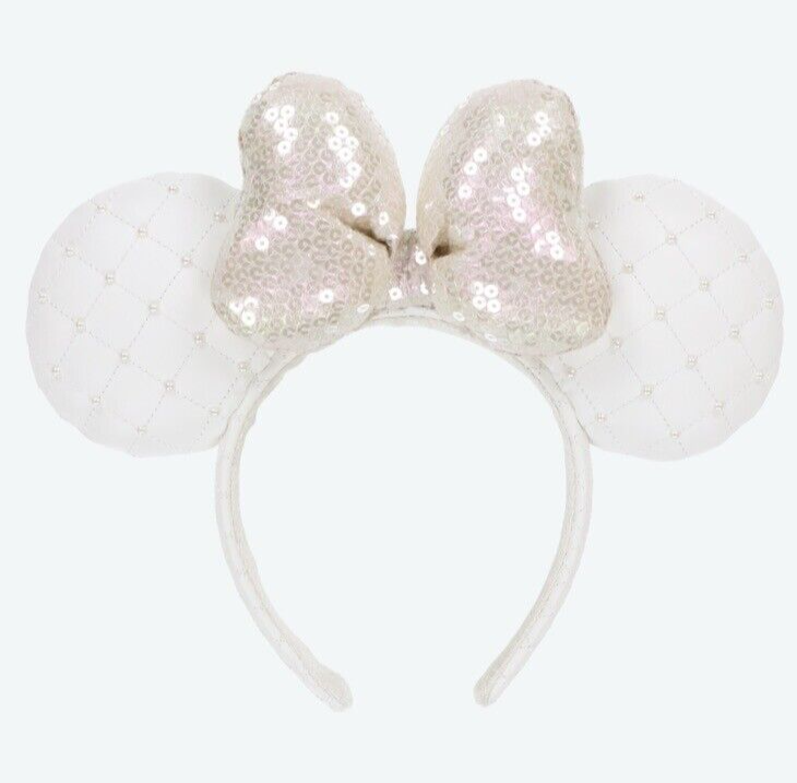 Disney Minnie Mouse Pearly Bead Padded Bow Headband White  display picture 3