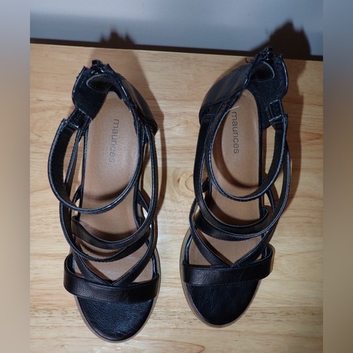 Sandali Maurices tacco a blocco con cerniera cinturino alla caviglia punta aperta neri donna - Foto 7 di 11