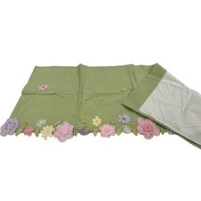 Pottery Barn Kids Green Valance Appliqued Gingham Flower Floral Accents