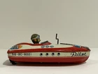 Vintage Bandai Japan 50's tin litho Harbor Department boat Wind Up