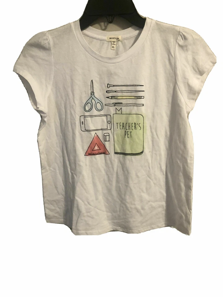 Camiseta gráfica Monteau Teacher's Pet para niña cuello redondo manga gorra talla L nueva con etiquetas Foto 3 de 4