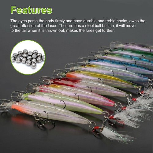 10 Stück Set Arten Angelköder Crankbaits Haken Lachsköder Tackle Crank Kit - Bild 3 von 8