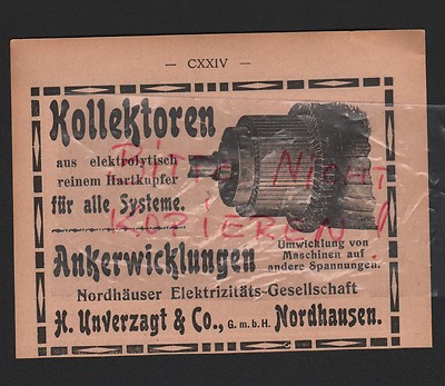 Nordhausen, Advertising 1912, H. Unverzagt & Co. GmbH Collectors