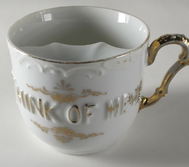 Vintage Moustache Cup Right Handed THINK OF ME (2) eBay