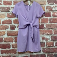 Anthropologie Everly Dress Womens Small Purple Tie Accent Casual Work Zip Up