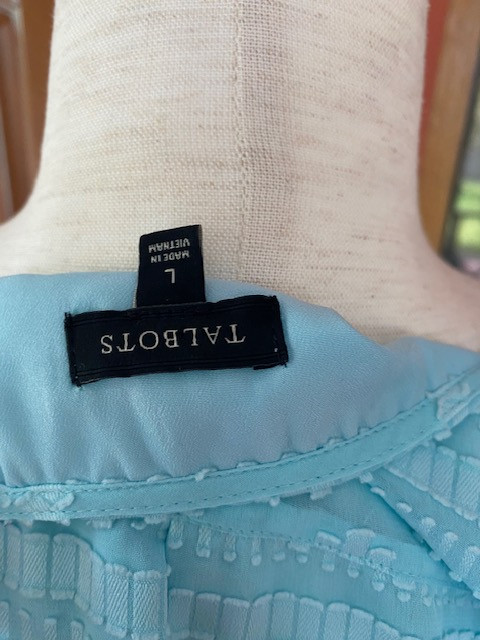 Talbots Lined Textured Half Button Blouse in Mint… - image 5