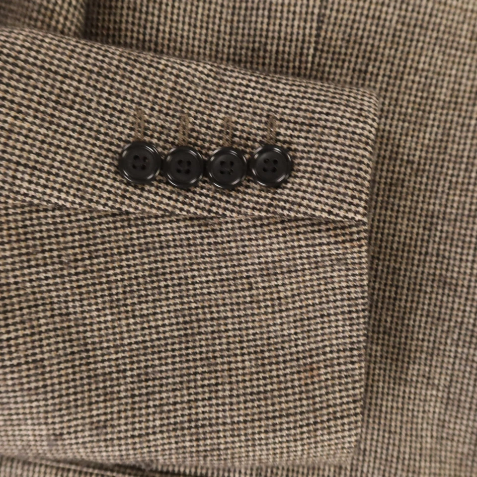 Chaqueta Tweed XL XLT Beige Negro Pata de Gallo Cuadros Corderos Lana Cachemira Blazer 46L Foto 4 de 4