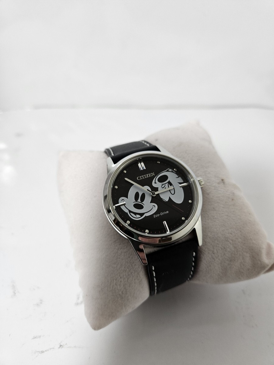 Citizen Eco-Drive Disney Mickey Mouse Black Leather Strap Watch - Main Image