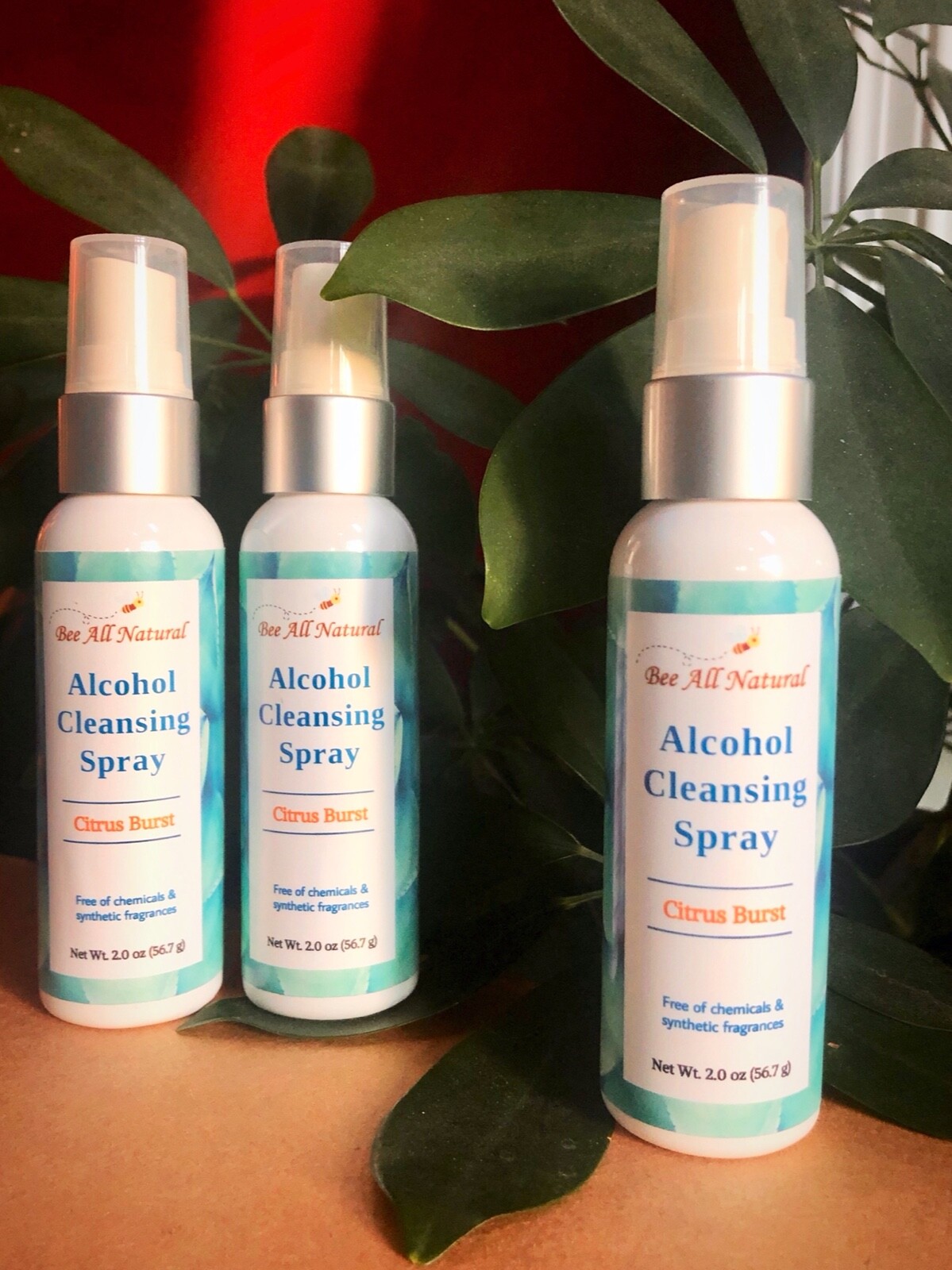 Bee All Natural Alcohol Cleansing Spray - Citrus Burst (3 bottles = 2 oz each)