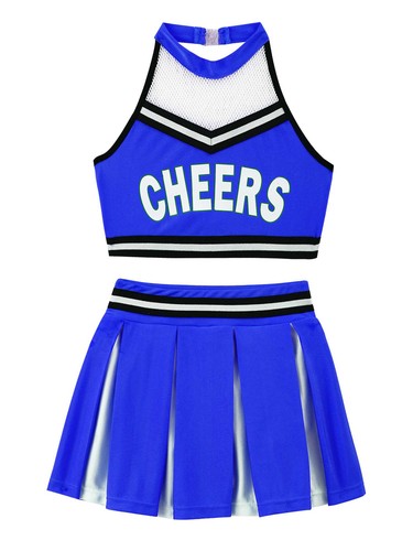 Girls Cheerleader Uniform Crop Tops+Pleated Skirt Dance Set Cosplay Costume - Picture 29 of 51