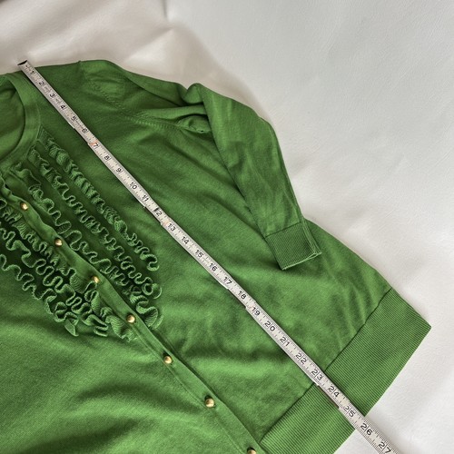 Talbots Woman Womens Cardigan Sweater Size X Button Up Ruffle Front 3/4 Sleeve - Picture 7 of 10
